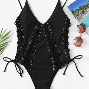 Lace-Up One Piece Swimsuit